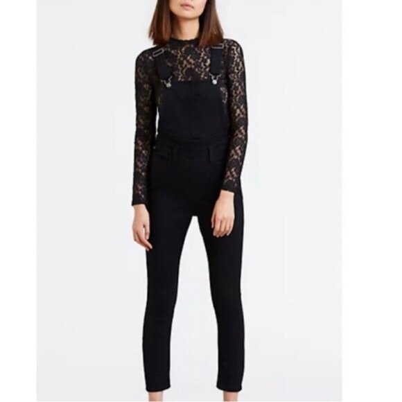 Denim - Levis washed blk slim leg overalls 27 ankle